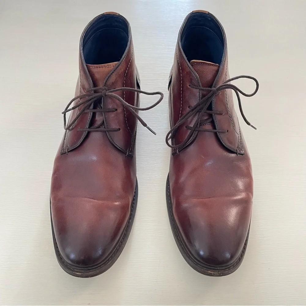 Steve Madden Bowen Mens 10.5 Brown Leather Chukka Dress Boots Wingtip Detail